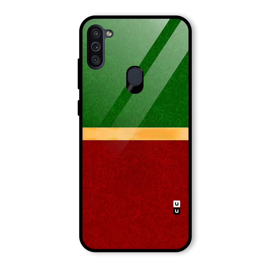 Christmas Colors Stripe Glass Back Case for Galaxy M11
