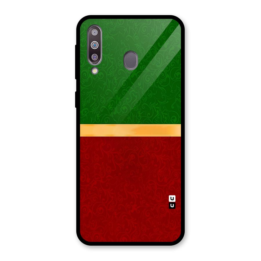 Christmas Colors Stripe Glass Back Case for Galaxy M30
