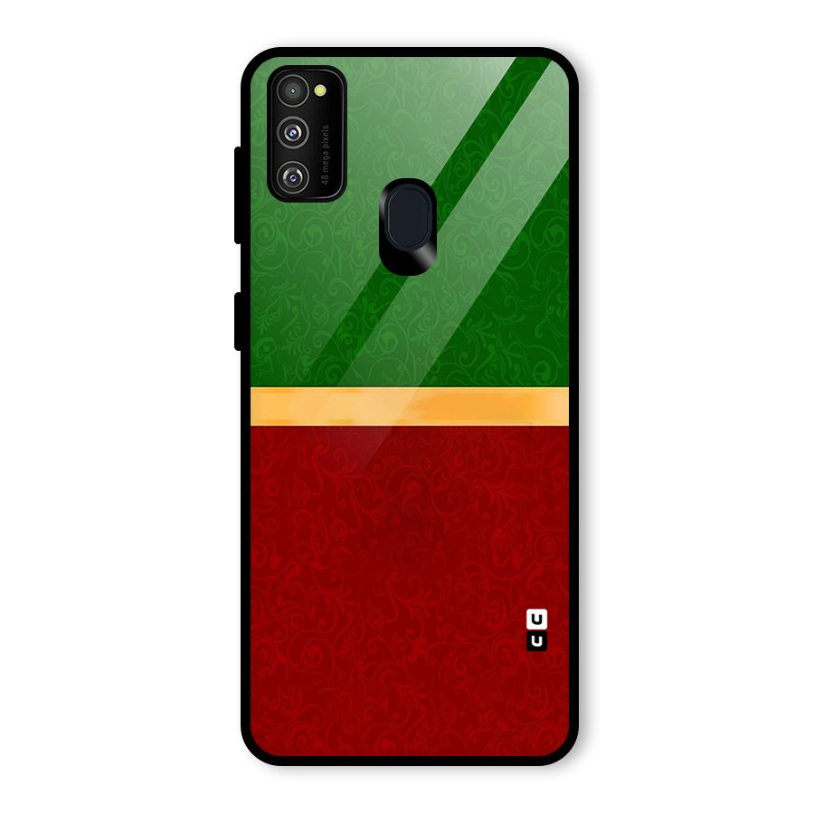 Christmas Colors Stripe Glass Back Case for Galaxy M30s