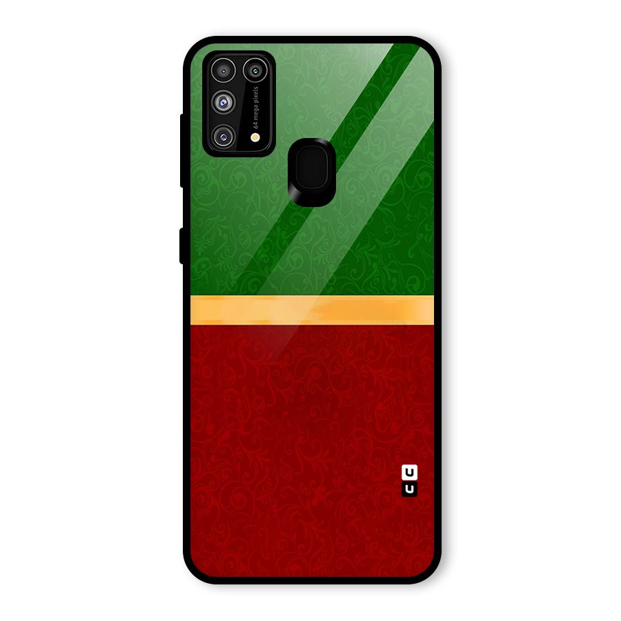 Christmas Colors Stripe Glass Back Case for Galaxy M31