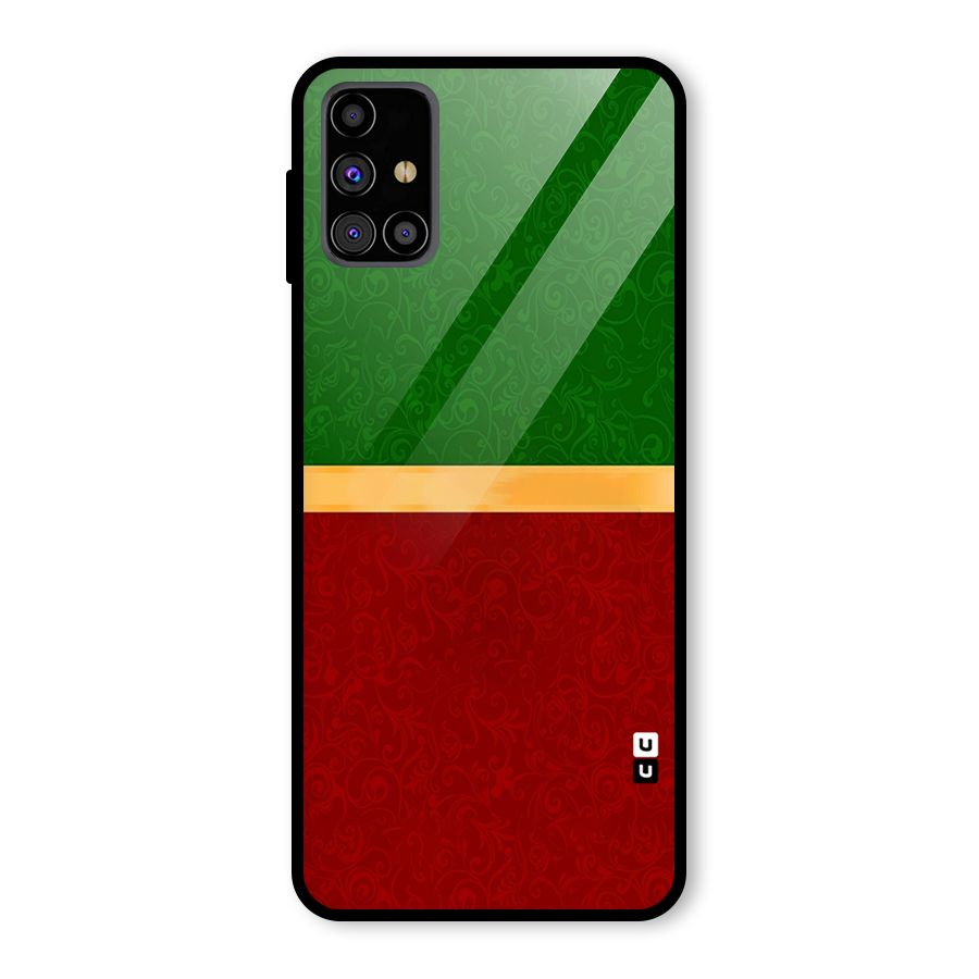 Christmas Colors Stripe Glass Back Case for Galaxy M31s