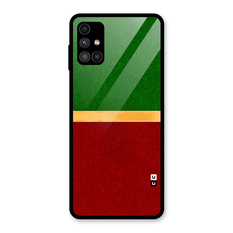 Christmas Colors Stripe Glass Back Case for Galaxy M51