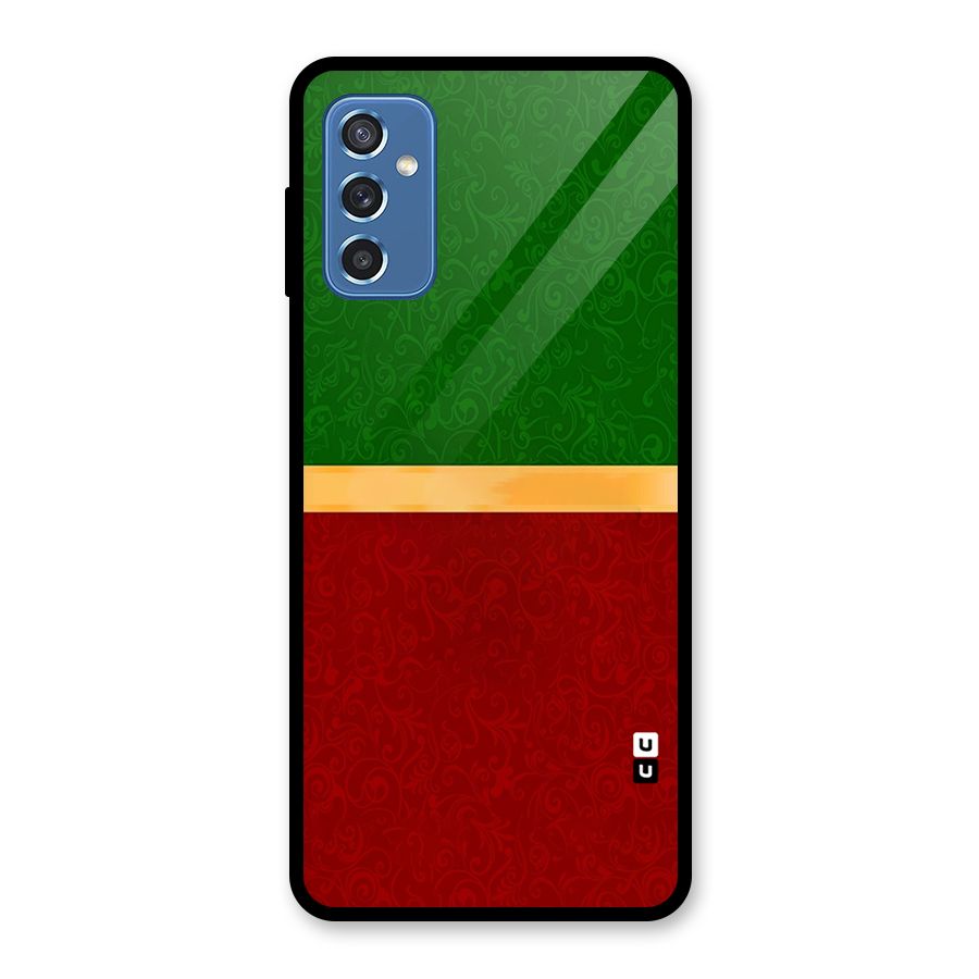 Christmas Colors Stripe Glass Back Case for Galaxy M52 5G
