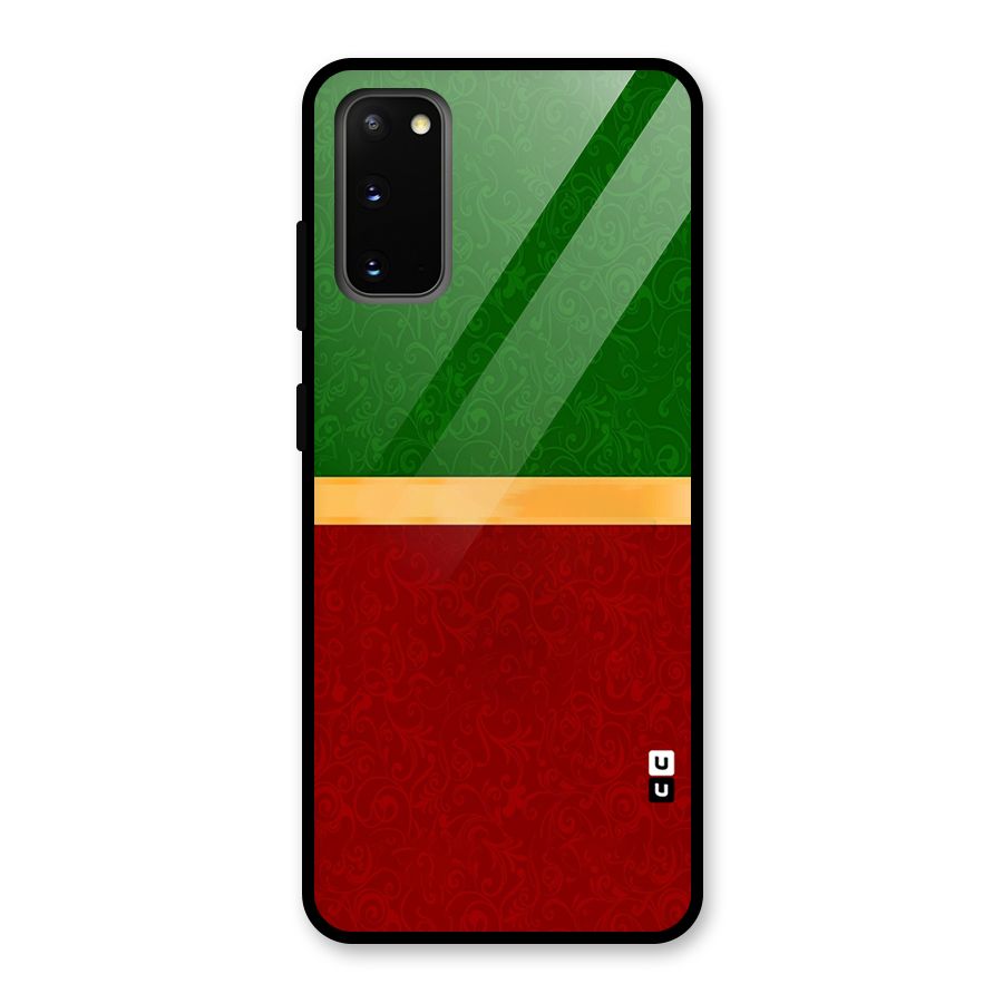 Christmas Colors Stripe Glass Back Case for Galaxy S20