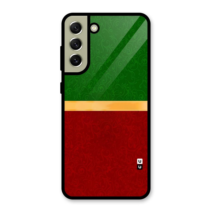 Christmas Colors Stripe Glass Back Case for Galaxy S21 FE 5G