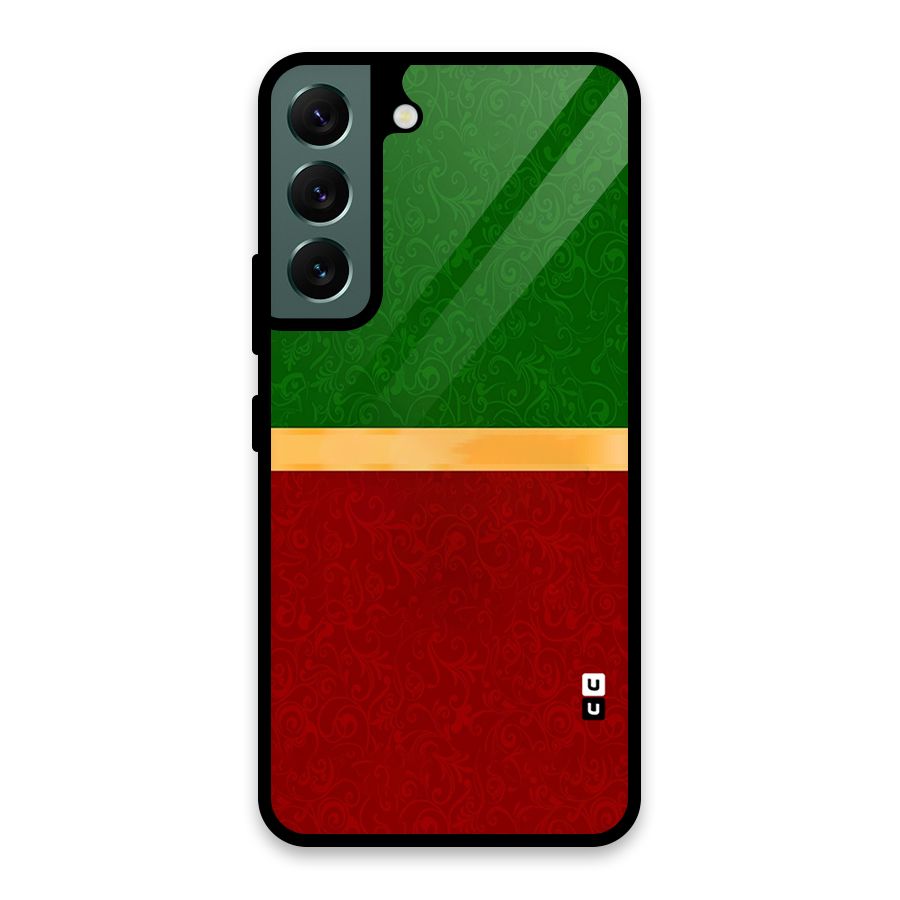 Christmas Colors Stripe Glass Back Case for Galaxy S22 5G