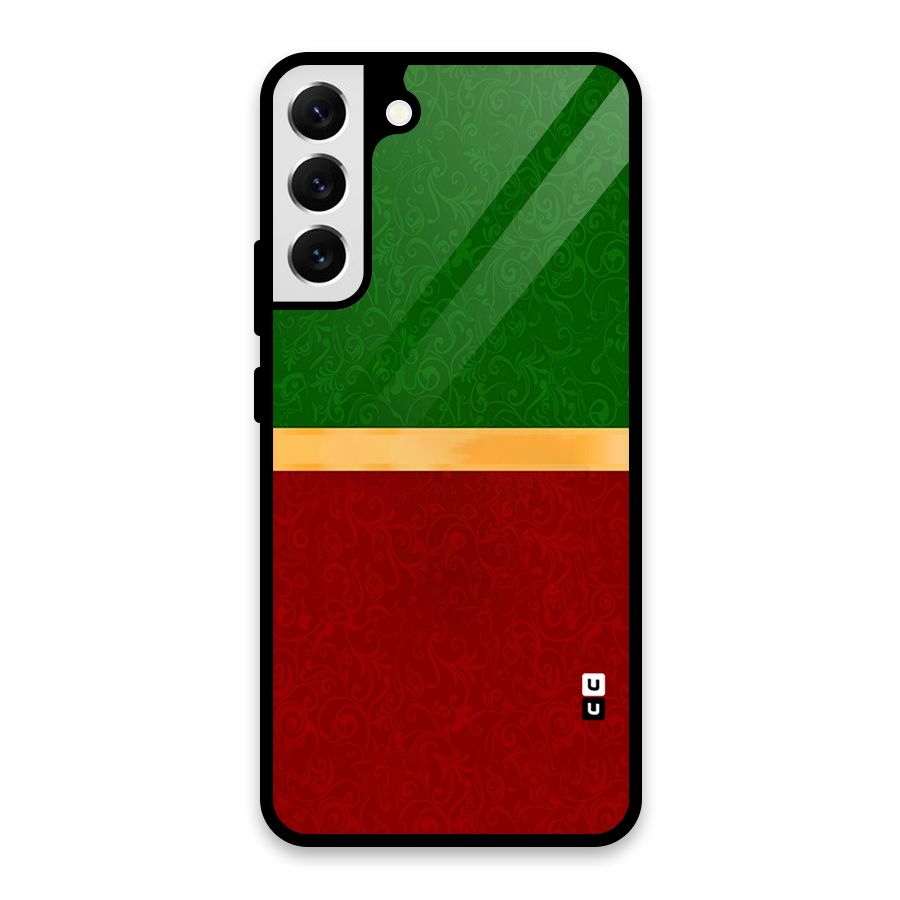 Christmas Colors Stripe Glass Back Case for Galaxy S22 Plus 5G
