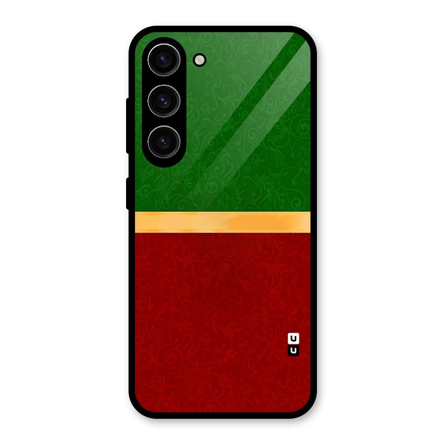 Christmas Colors Stripe Glass Back Case for Galaxy S23