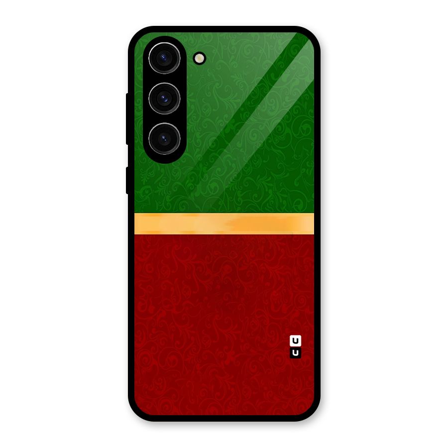 Christmas Colors Stripe Glass Back Case for Galaxy S23 Plus