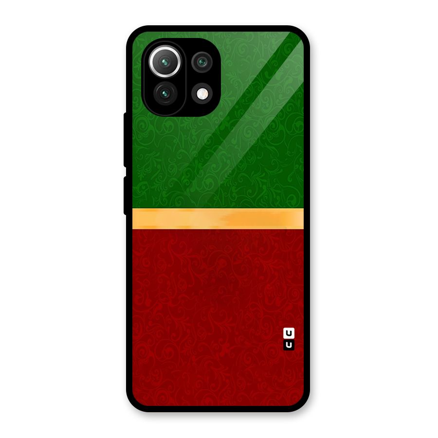 Christmas Colors Stripe Glass Back Case for Mi 11 Lite NE 5G