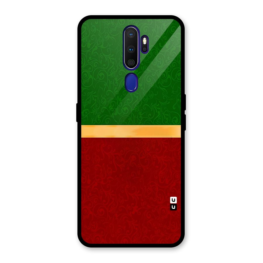 Christmas Colors Stripe Glass Back Case for Oppo A9 (2020)