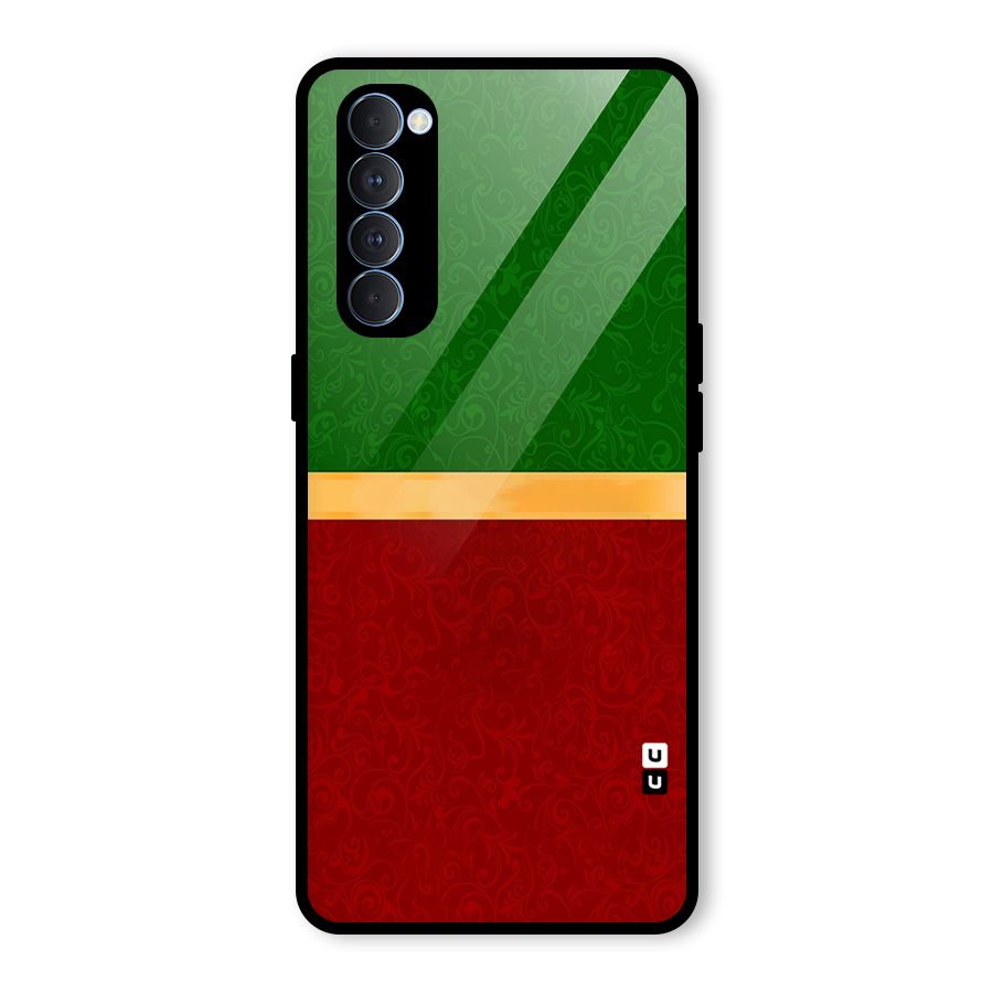 Christmas Colors Stripe Glass Back Case for Oppo Reno4 Pro