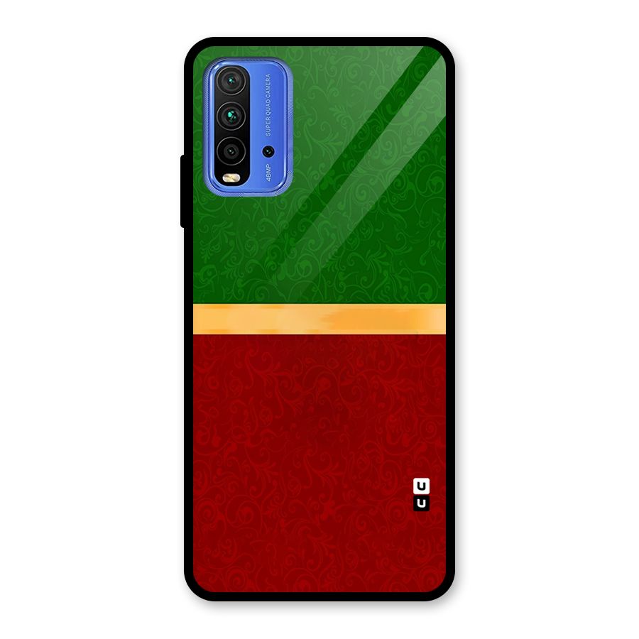 Christmas Colors Stripe Glass Back Case for Redmi 9 Power