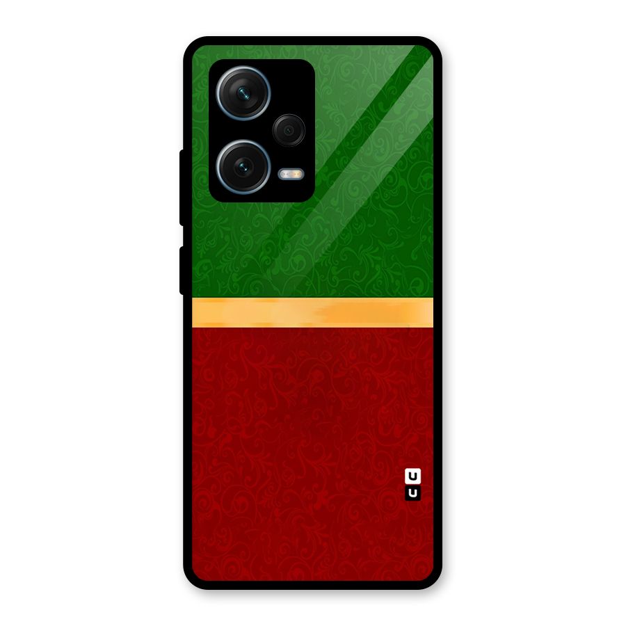Christmas Colors Stripe Glass Back Case for Redmi Note 12 Pro Plus 5G