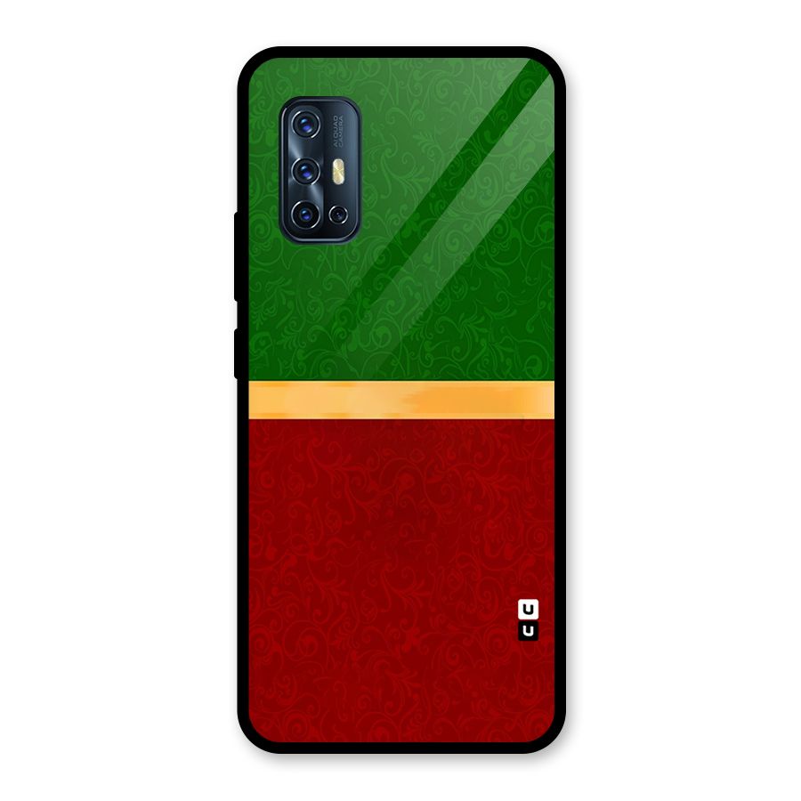 Christmas Colors Stripe Glass Back Case for Vivo V17