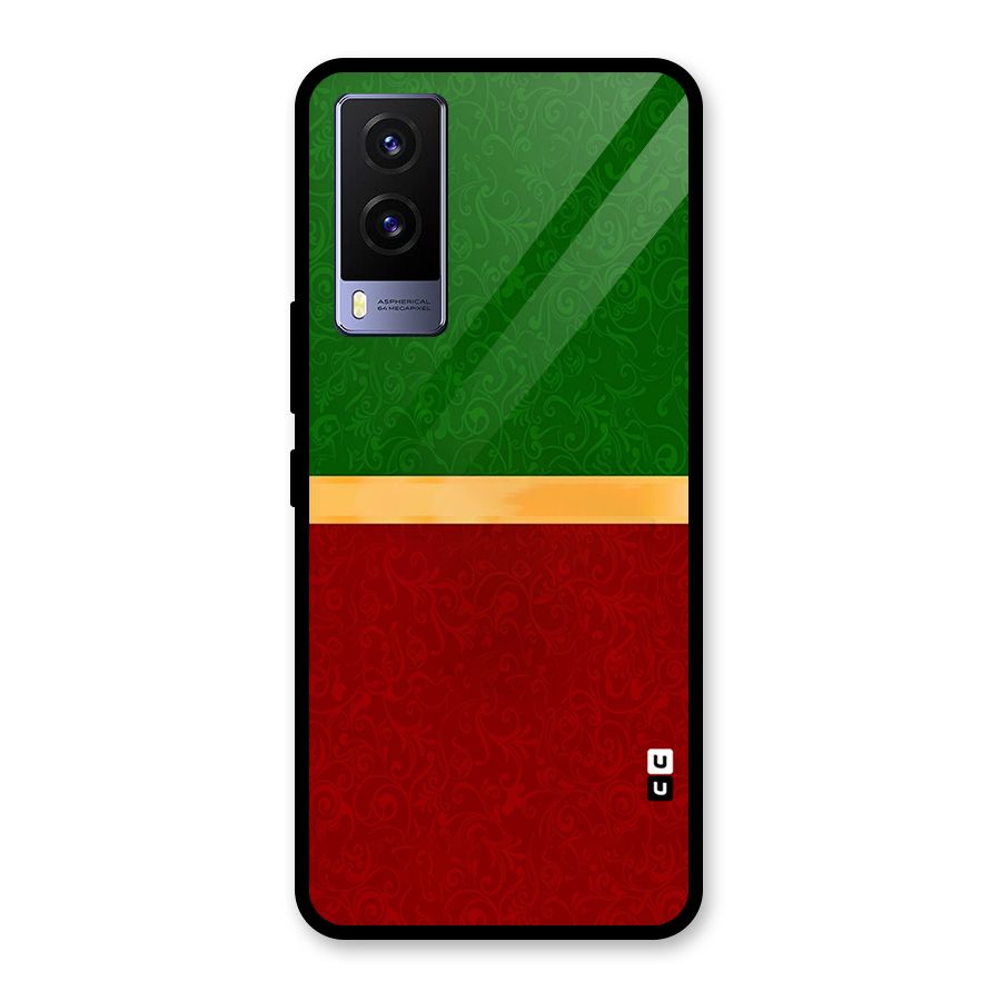 Christmas Colors Stripe Glass Back Case for Vivo V21e 5G