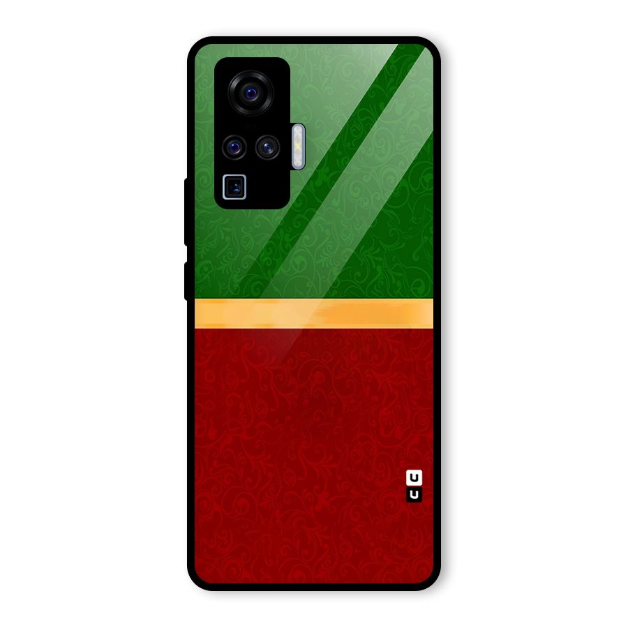 Christmas Colors Stripe Glass Back Case for Vivo X50 Pro