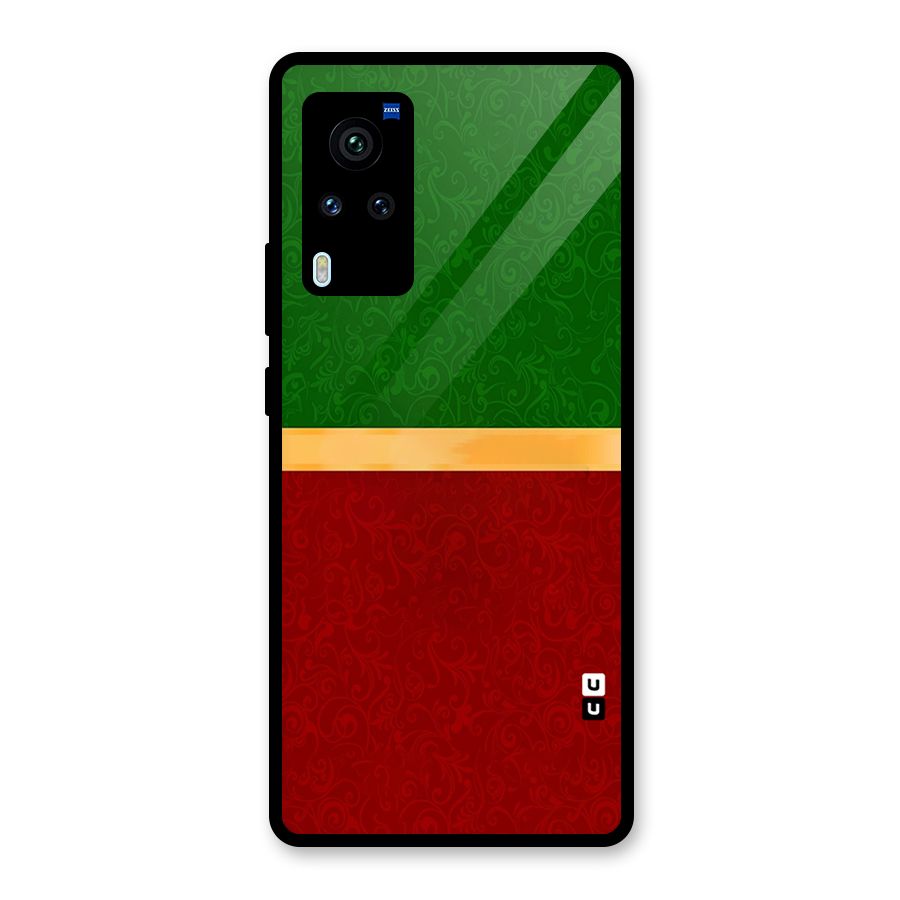 Christmas Colors Stripe Glass Back Case for Vivo X60 Pro