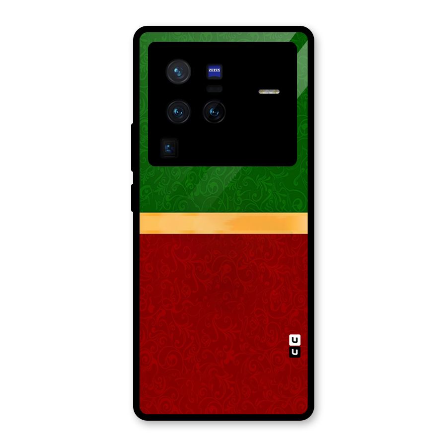 Christmas Colors Stripe Glass Back Case for Vivo X80 Pro