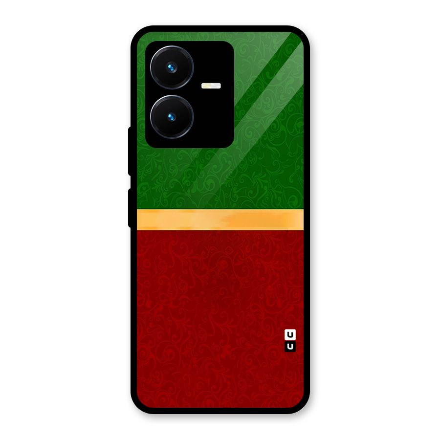 Christmas Colors Stripe Glass Back Case for Vivo Y22