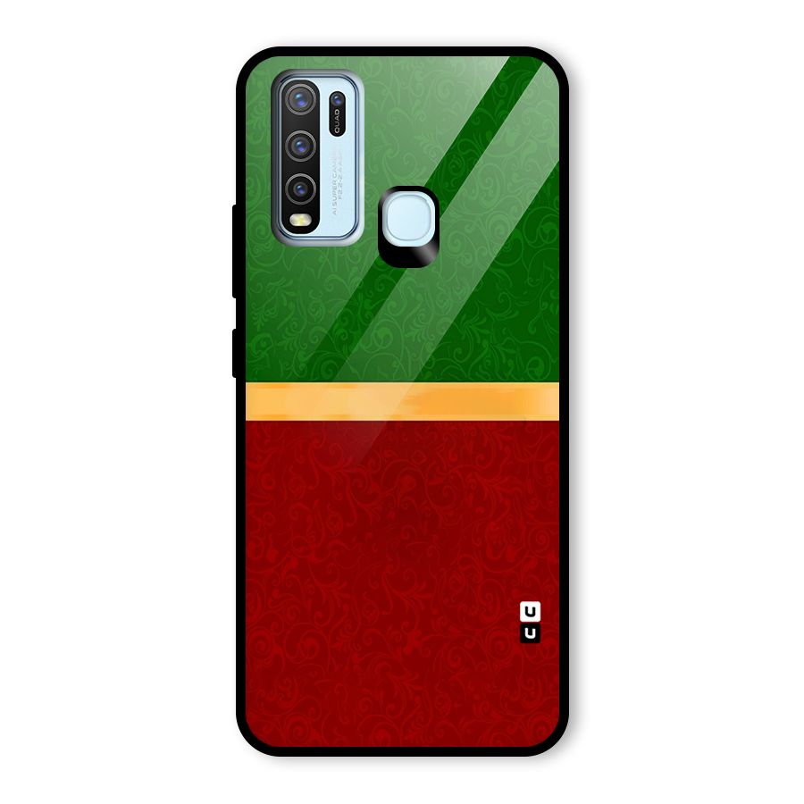 Christmas Colors Stripe Glass Back Case for Vivo Y30