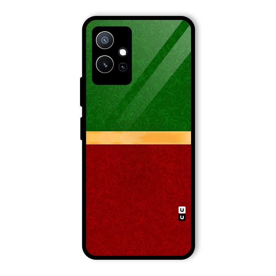 Christmas Colors Stripe Glass Back Case for Vivo Y75 5G