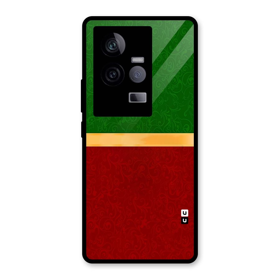 Christmas Colors Stripe Glass Back Case for Vivo iQOO 11 5G