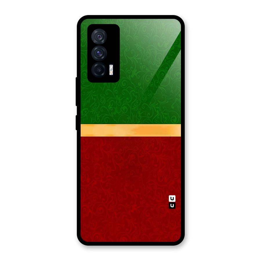 Christmas Colors Stripe Glass Back Case for Vivo iQOO 7 5G