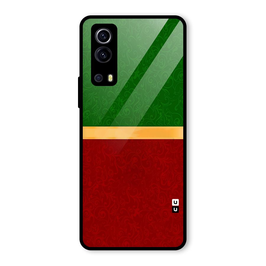 Christmas Colors Stripe Glass Back Case for Vivo iQOO Z3