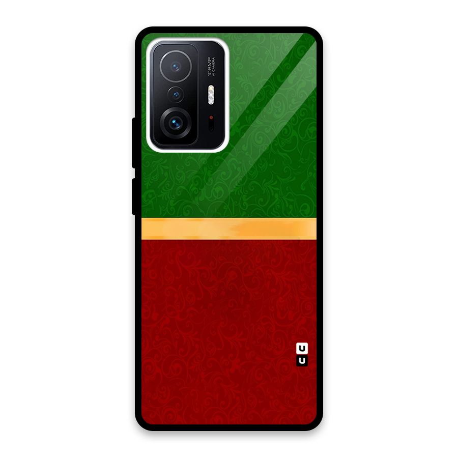 Christmas Colors Stripe Glass Back Case for Xiaomi 11T Pro