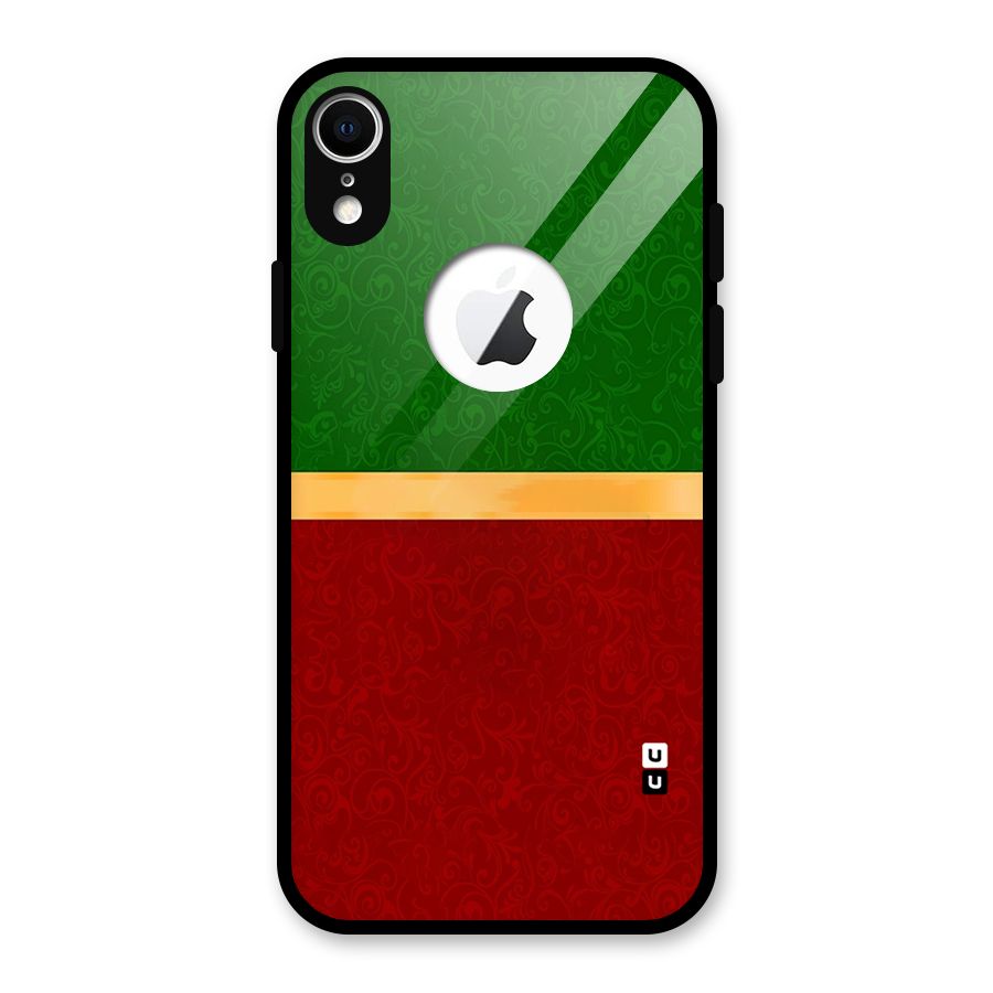 Christmas Colors Stripe Glass Back Case for iPhone XR Logo Cut