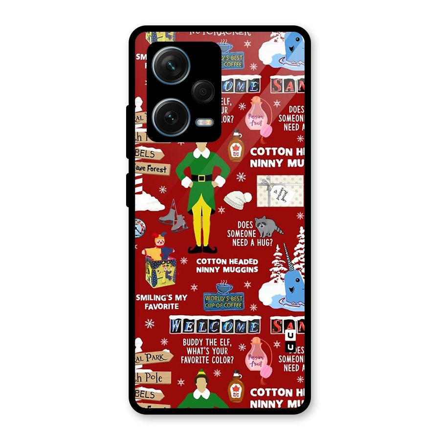 Christmas Cute Doodles Glass Back Case for Redmi Note 12 Pro Plus 5G