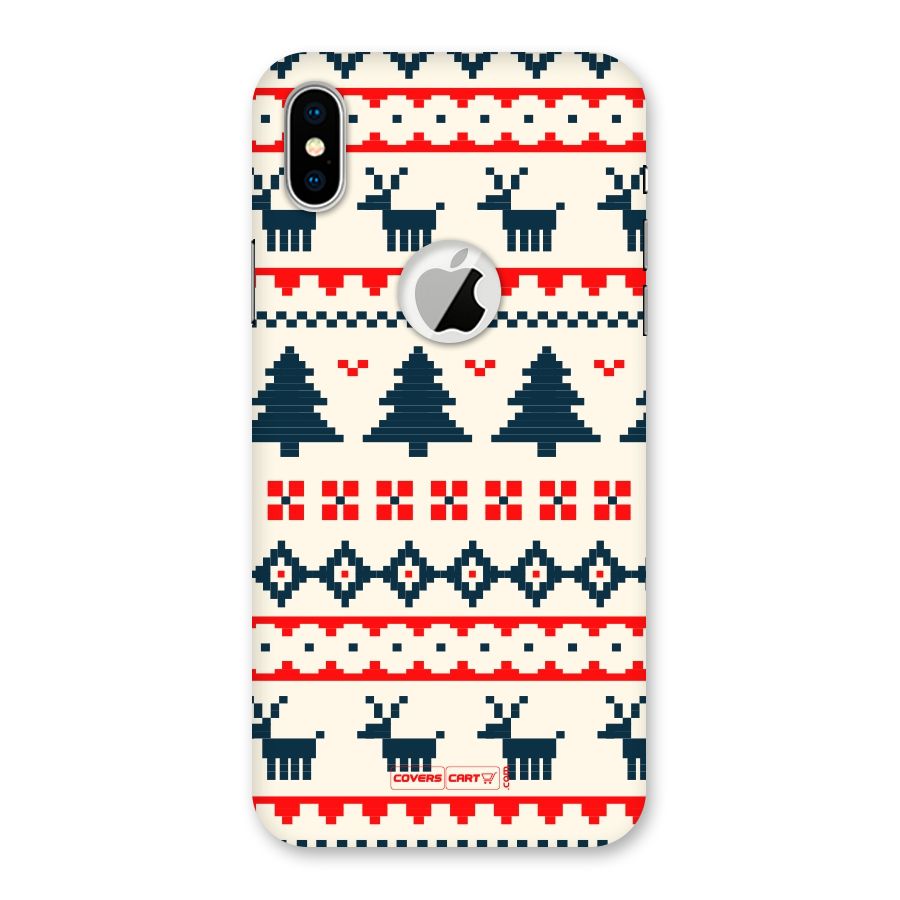 Christmas Design Pattern Back Case for iPhone XS Logo Cut