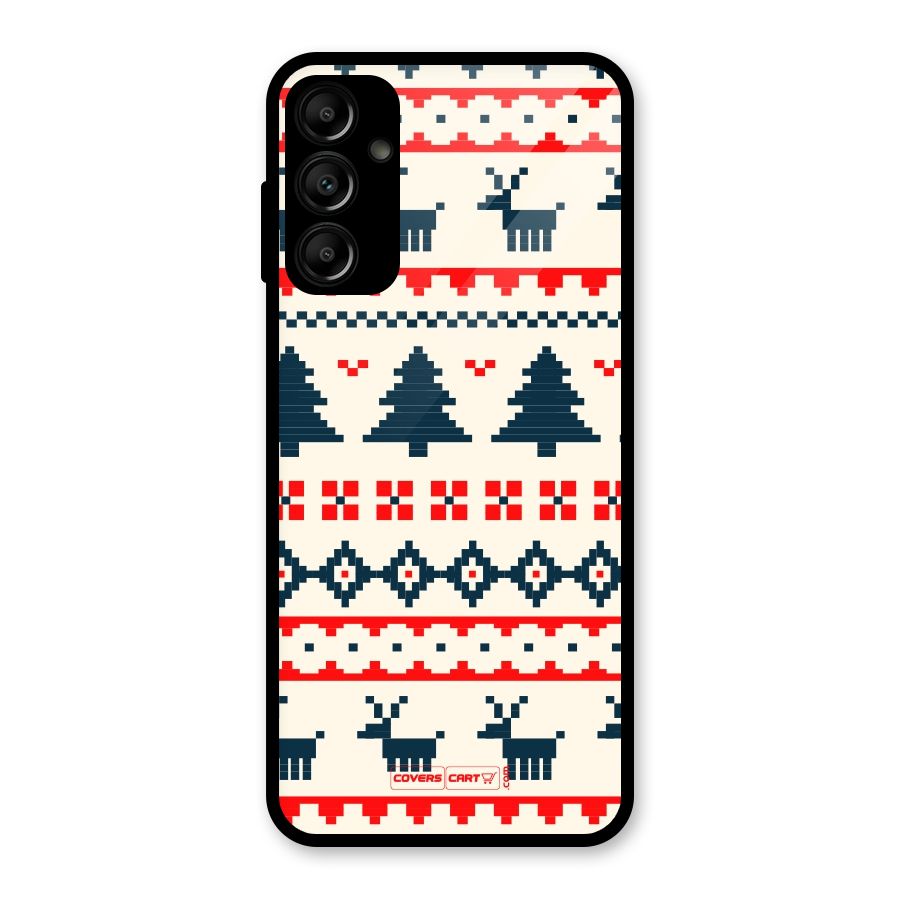 Christmas Design Pattern Glass Back Case for Galaxy A14 5G