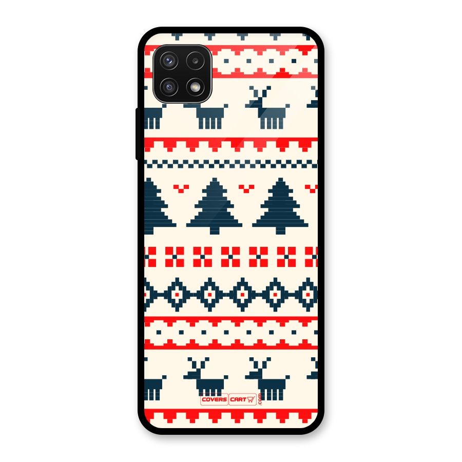Christmas Design Pattern Glass Back Case for Galaxy A22 5G