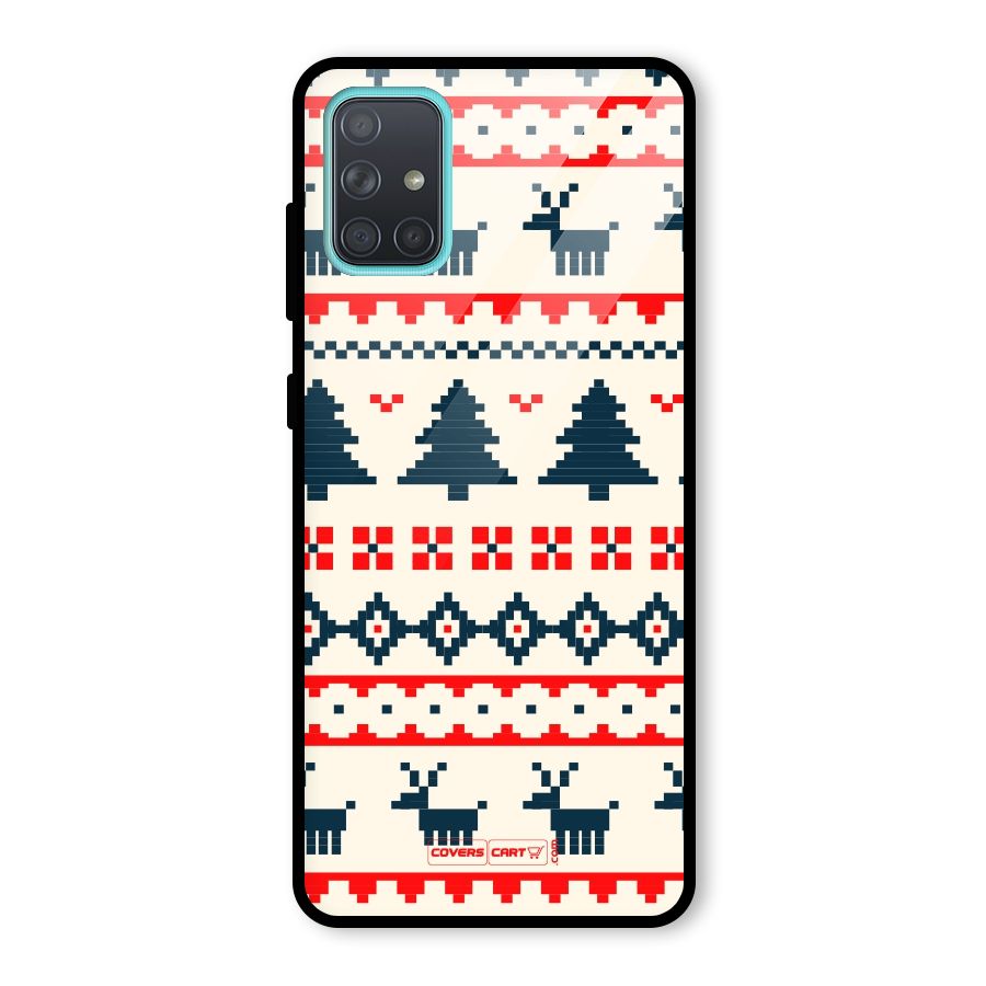 Christmas Design Pattern Glass Back Case for Galaxy A71