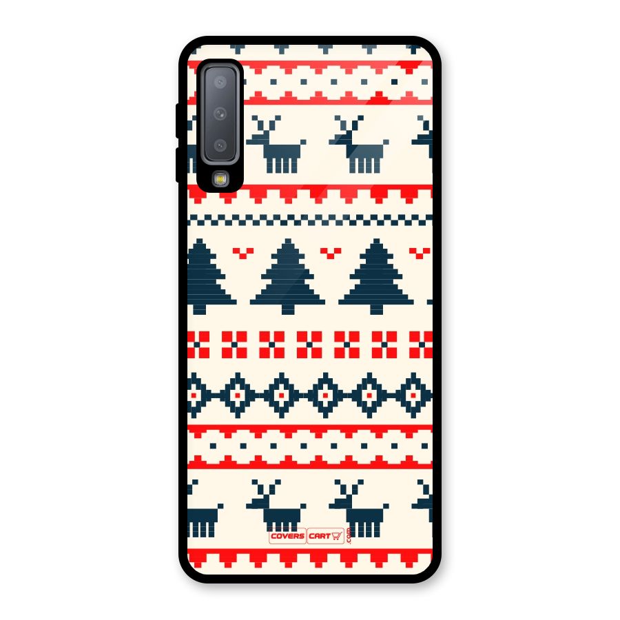 Christmas Design Pattern Glass Back Case for Galaxy A7 (2018)