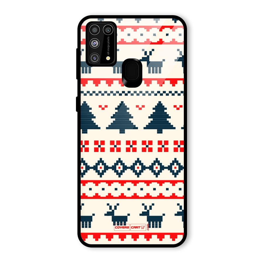 Christmas Design Pattern Glass Back Case for Galaxy F41