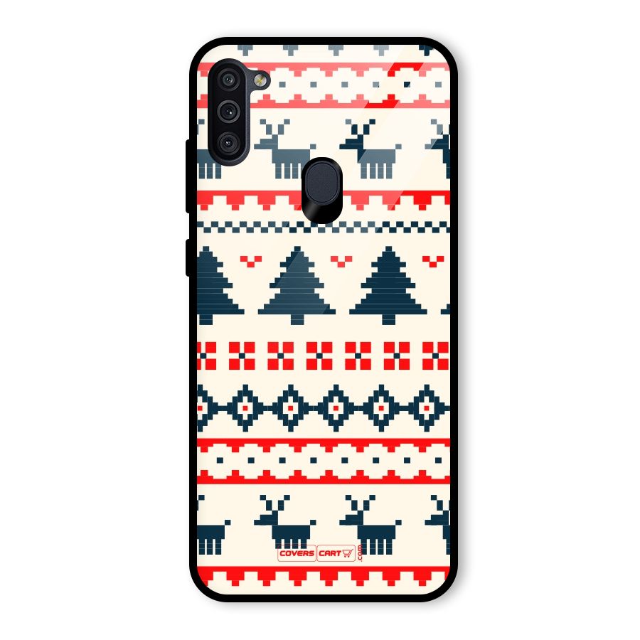 Christmas Design Pattern Glass Back Case for Galaxy M11