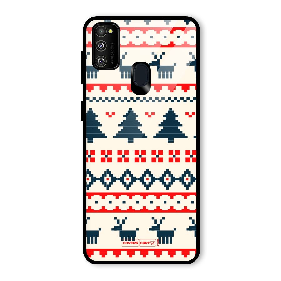 Christmas Design Pattern Glass Back Case for Galaxy M30s