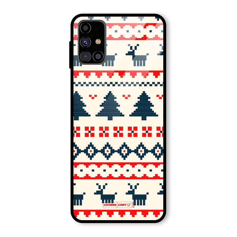 Christmas Design Pattern Glass Back Case for Galaxy M31s