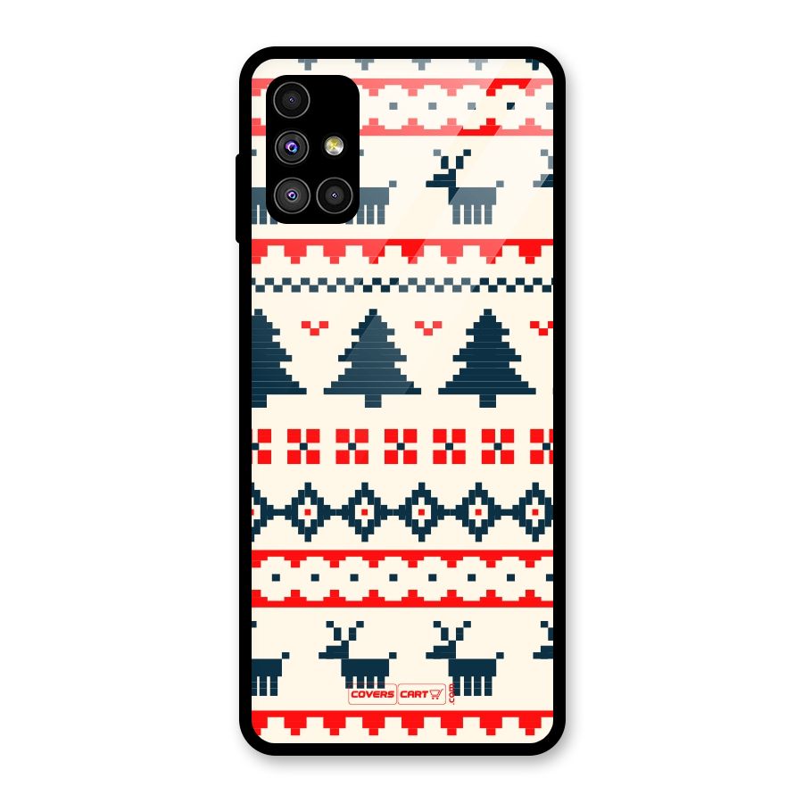 Christmas Design Pattern Glass Back Case for Galaxy M51
