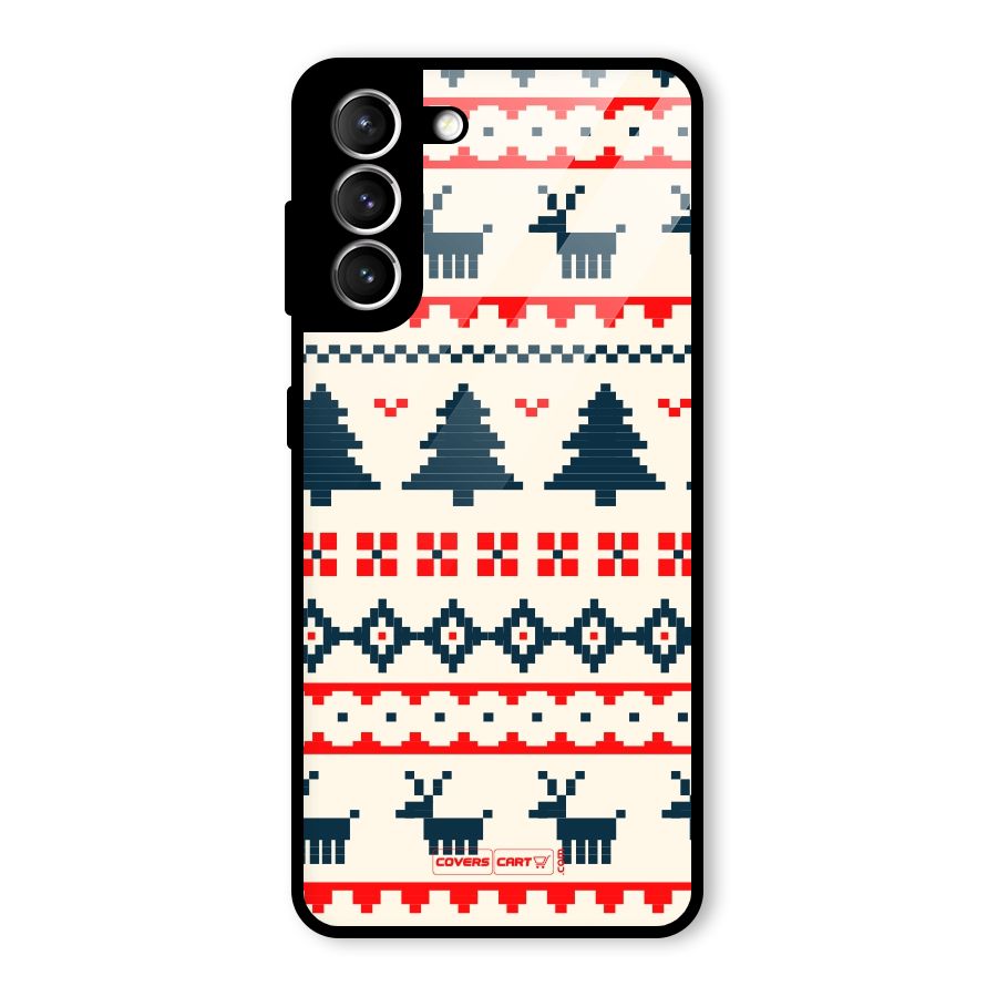 Christmas Design Pattern Glass Back Case for Galaxy S21 5G