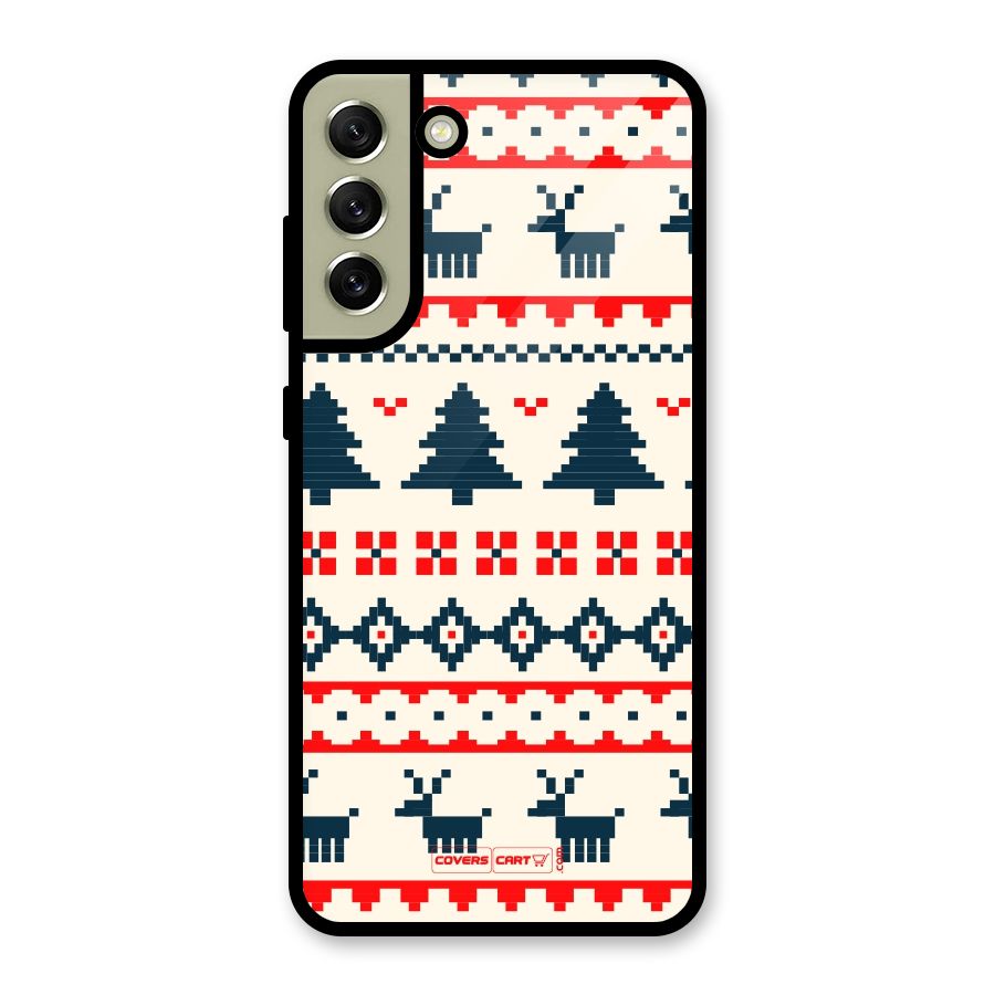 Christmas Design Pattern Glass Back Case for Galaxy S21 FE 5G