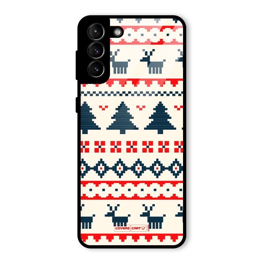 Christmas Design Pattern Glass Back Case for Galaxy S21 Plus