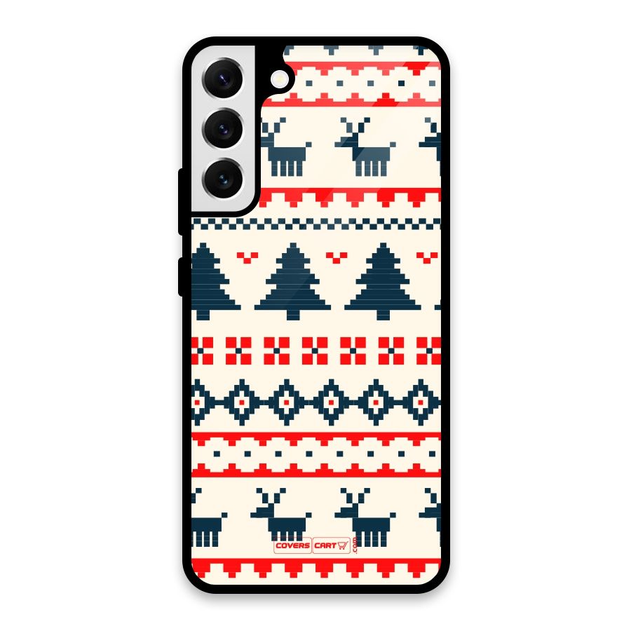 Christmas Design Pattern Glass Back Case for Galaxy S22 Plus 5G