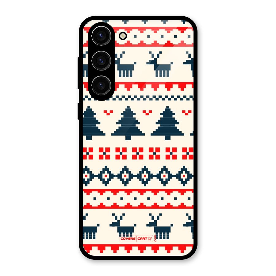 Christmas Design Pattern Glass Back Case for Galaxy S23 Plus