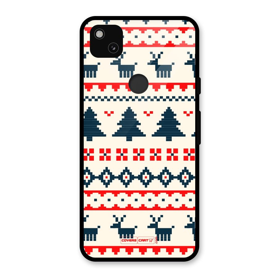 Christmas Design Pattern Glass Back Case for Google Pixel 4a