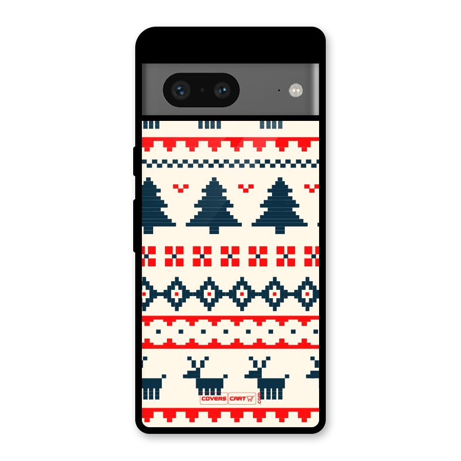 Christmas Design Pattern Glass Back Case for Google Pixel 7