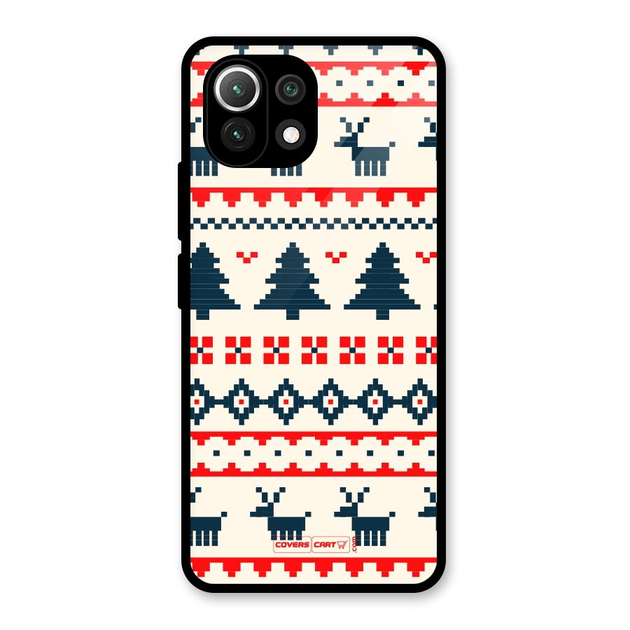 Christmas Design Pattern Glass Back Case for Mi 11 Lite NE 5G